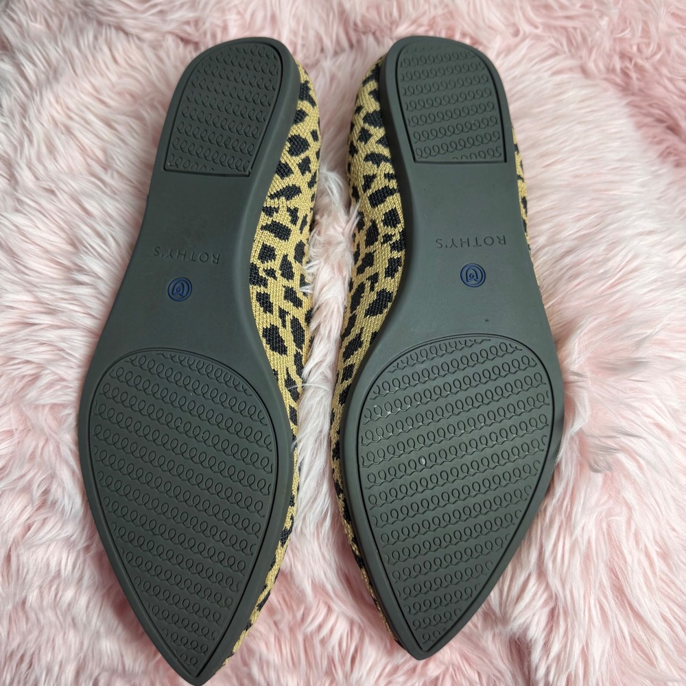 Rothy's The Point Flats Leopard Print Retired Sz 9 Knit Slip On Sustainable EUC - Picture 8 of 8